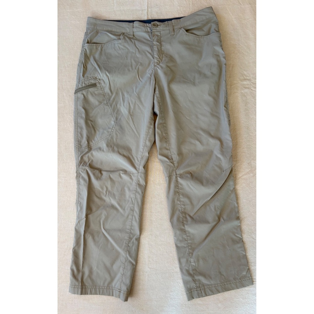 Eddie Bauer Mens 37x29 Khaki‎ Lightweight Outdoor Hiking Pants Nylon Spandex Zip